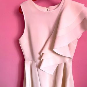 Off white ruffled shoulder dress